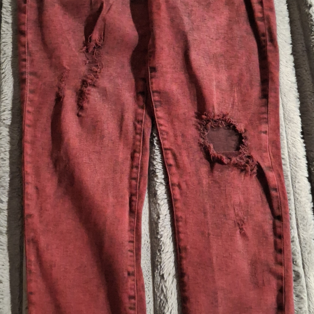Guess Red Distressed Skinny Jeans